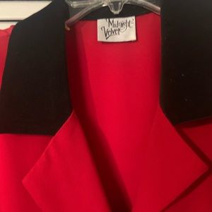 Midnight Velvet Red & Black Button down Tunic